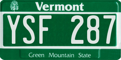 VT license plate YSF287