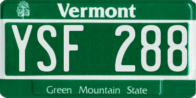 VT license plate YSF288