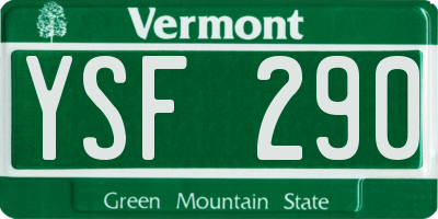 VT license plate YSF290