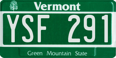 VT license plate YSF291