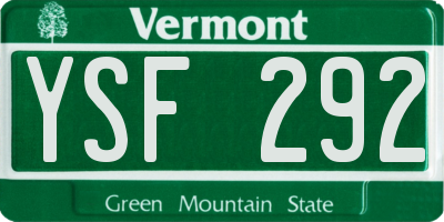 VT license plate YSF292