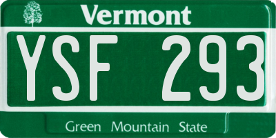 VT license plate YSF293