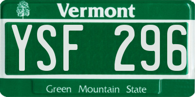 VT license plate YSF296