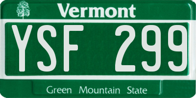 VT license plate YSF299