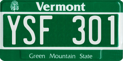 VT license plate YSF301