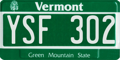 VT license plate YSF302