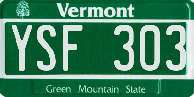 VT license plate YSF303