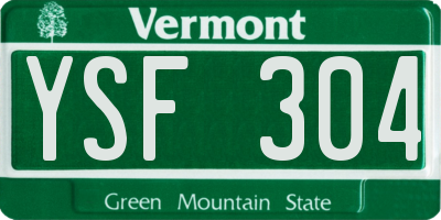 VT license plate YSF304