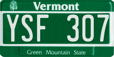 VT license plate YSF307