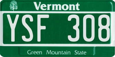 VT license plate YSF308