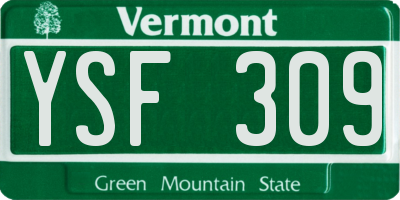 VT license plate YSF309