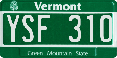 VT license plate YSF310