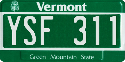 VT license plate YSF311