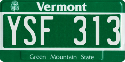 VT license plate YSF313