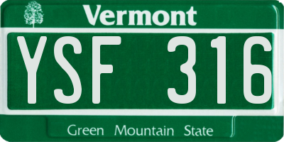 VT license plate YSF316
