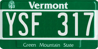 VT license plate YSF317