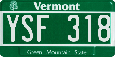 VT license plate YSF318