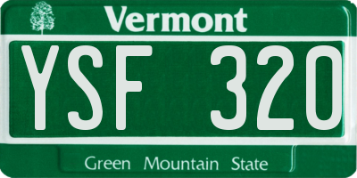 VT license plate YSF320