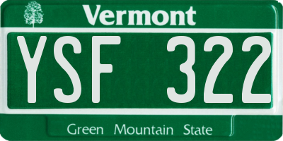 VT license plate YSF322
