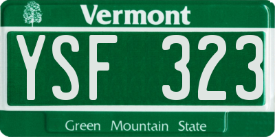 VT license plate YSF323