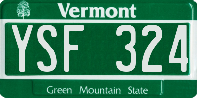VT license plate YSF324