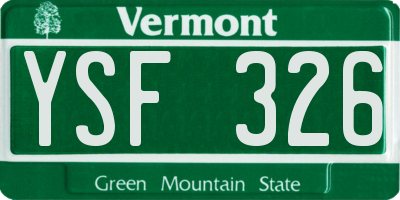 VT license plate YSF326