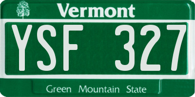 VT license plate YSF327