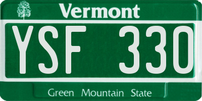 VT license plate YSF330
