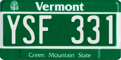 VT license plate YSF331