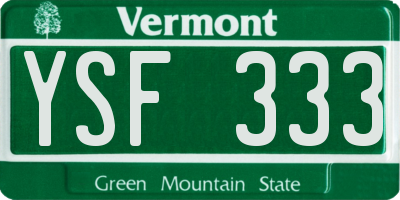 VT license plate YSF333
