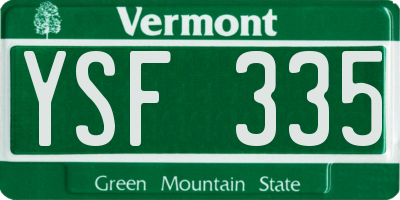 VT license plate YSF335