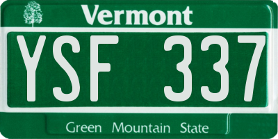 VT license plate YSF337