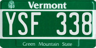 VT license plate YSF338