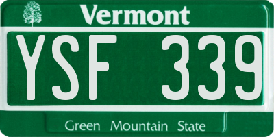 VT license plate YSF339