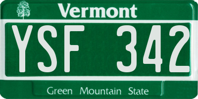 VT license plate YSF342