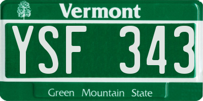 VT license plate YSF343