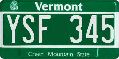 VT license plate YSF345
