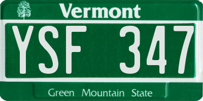 VT license plate YSF347