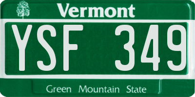 VT license plate YSF349