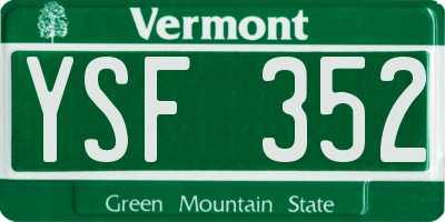 VT license plate YSF352