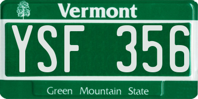 VT license plate YSF356