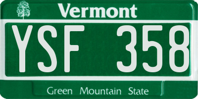 VT license plate YSF358