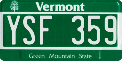 VT license plate YSF359