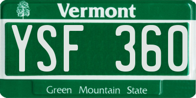 VT license plate YSF360