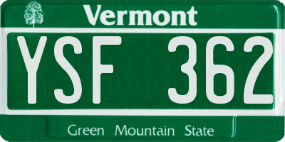 VT license plate YSF362