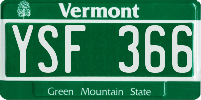 VT license plate YSF366