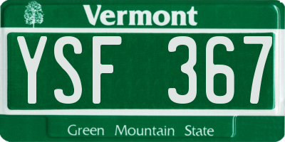 VT license plate YSF367