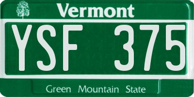 VT license plate YSF375