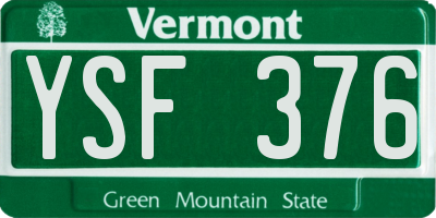 VT license plate YSF376