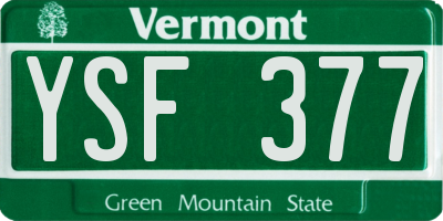 VT license plate YSF377